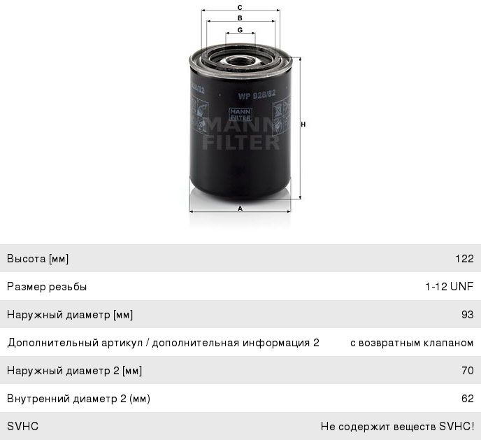 Фильтр масляный NISSAN Almera (95-00), Navara (97-01) (CD20/TD27) MANN