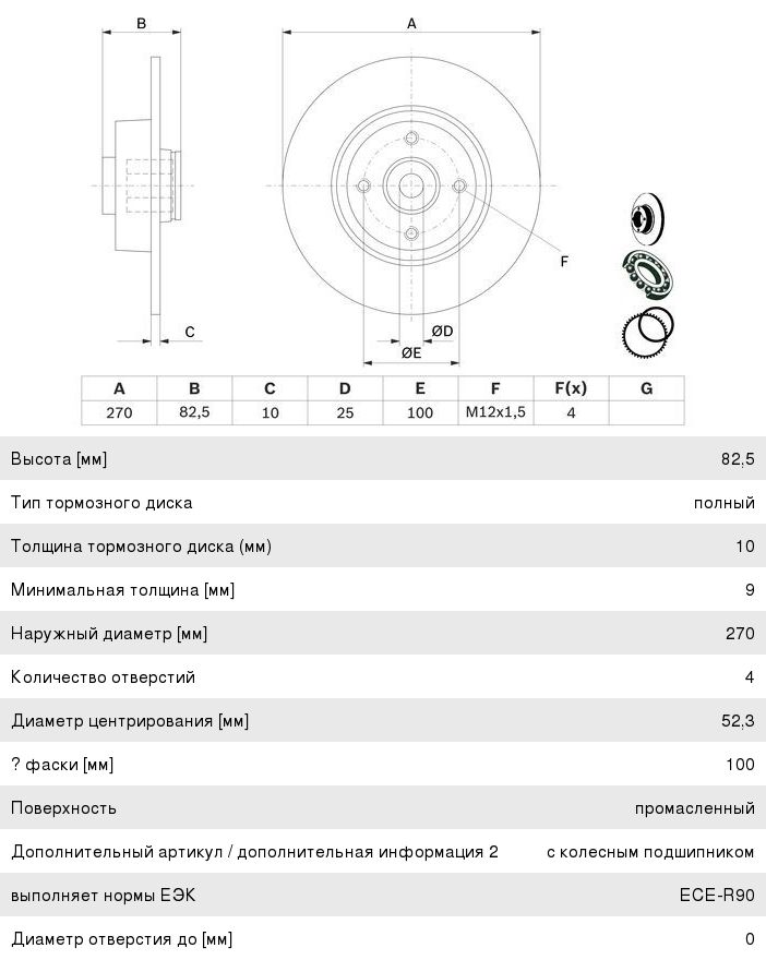 Диск тормозной RENAULT Megane (03-09) задний (1шт.) BOSCH