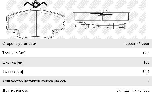 Колодки тормозные ЛАДА Largus RENAULT Logan, Clio PEUGEOT передние (4шт.) NIBK