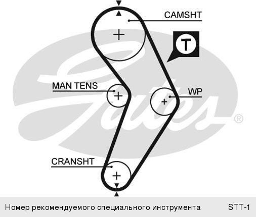 Комплект ГРМ RENAULT Clio (90-98), Megane (95-99) (1.2/1.4/1.6) GATES