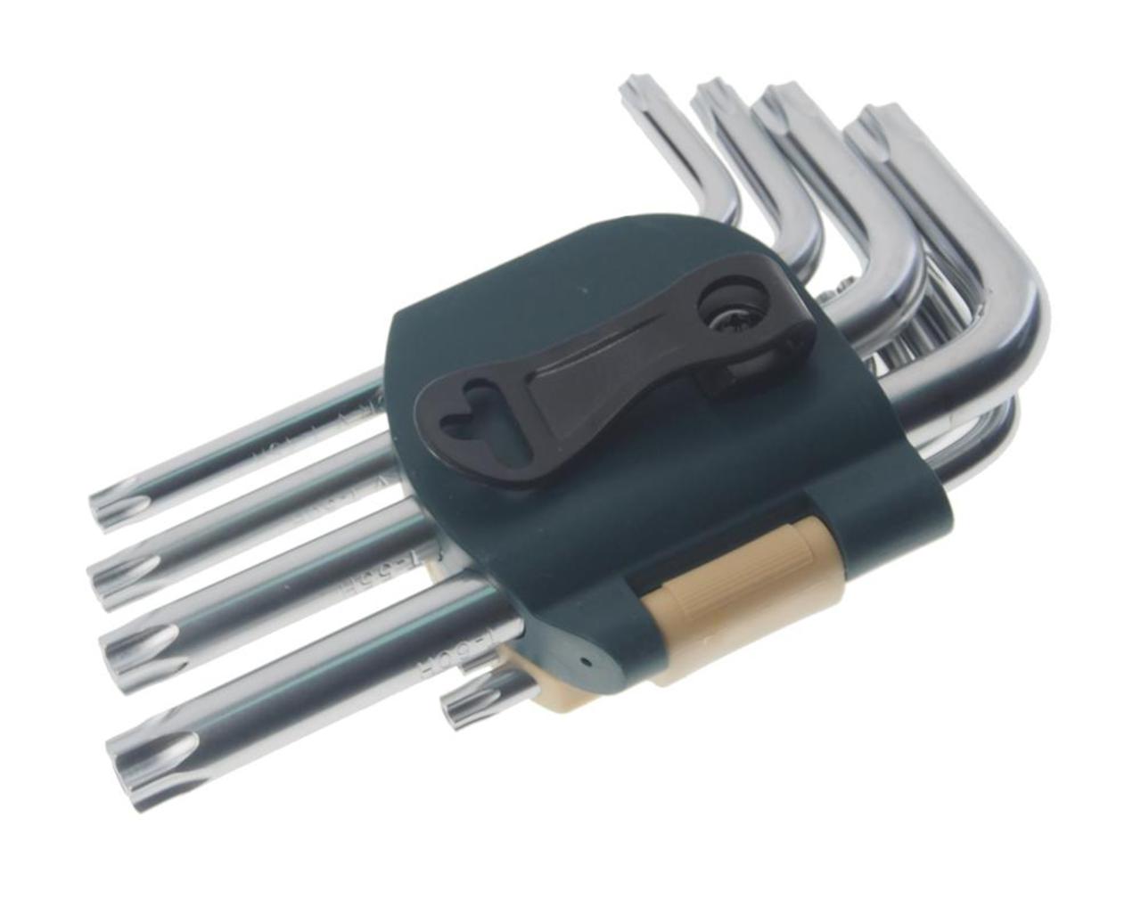 Набор ключей TORX Т6Н-Т60Н Г-образных с отверстием 15 предметов с держателем ROCKFORCE