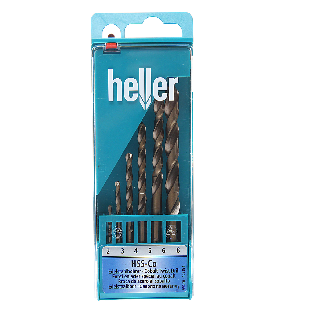 Набор сверл по металлу 2.0-8.0мм HSS Cobalt (6шт.) HELLER