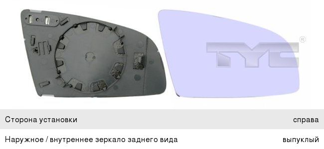 Элемент зеркальный AUDI A3, A4, A6 правый TYC