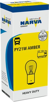 Лампа 24V PY21W 21W BAU15s желтая Heavy Duty NARVA