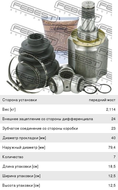 ШРУС внутренний NISSAN Primera (P12E) комплект FEBEST