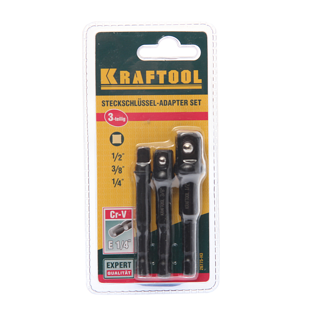 Набор адаптеров для бит в блистере 1/4", 3/8" 3 предмета KRAFTOOL