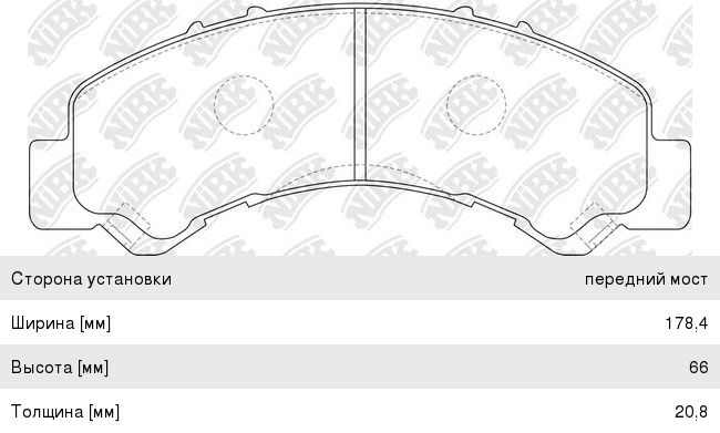 Колодки тормозные ISUZU NLR85 передние (4шт.) NIBK